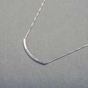 NEW 925 Sterling Silver Simple Bar Necklace